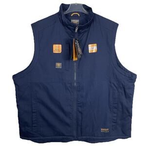 Ariat Rebar Duracanvas Vest Men's 4XL Navy Sherpa Lined Workwear Stretch NEW